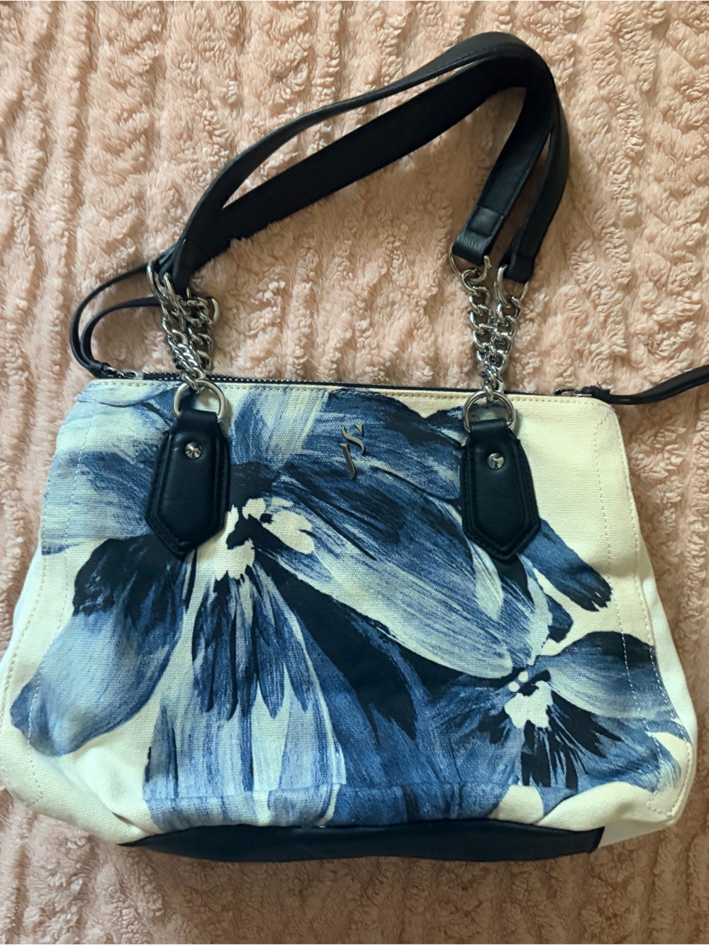 Simply Vera Vera Wang Blue Floral Shoulder Bag Vintage Y2K Style